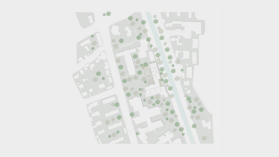 Lageplan der Studienarbeit Sanierung der denmalgeschützten Walter Erbe Realschule in Tübingen