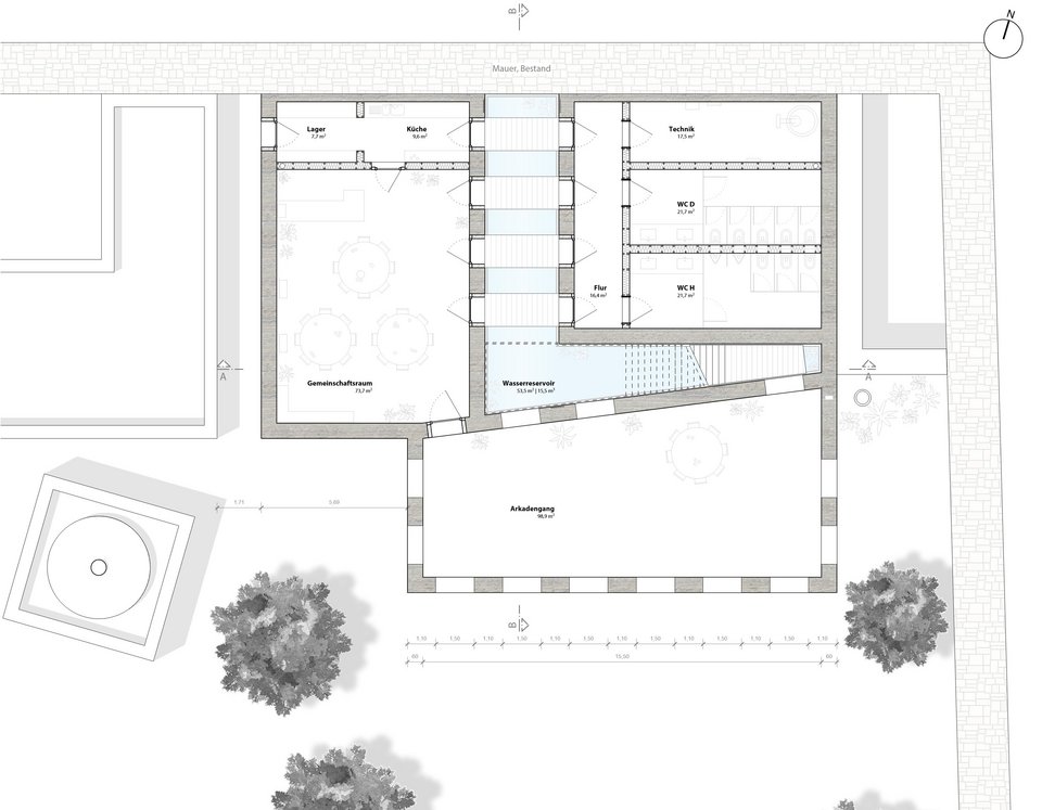 Grundriss eines Entwurfs der Studienarbeit House of one