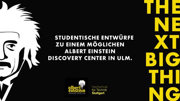 Plakat Schriftzug und Portrait Albert Einstein