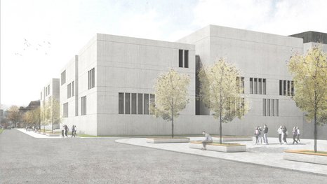 Rendering einer Aussenfassade der Studienarbeit Backstage – Neues Kulissenhaus für die Stuttgarter Oper